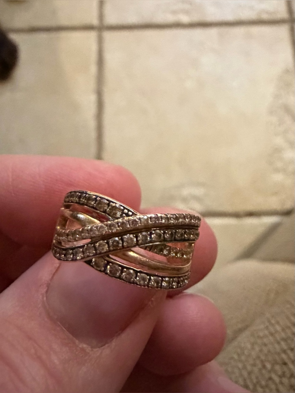 LeVian 14K Rose Gold Crisscross diamonds Ring - Women Jewelry